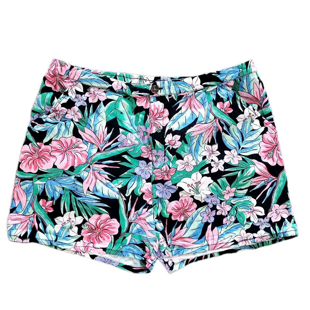 Wild Fable Women's 2XL Tropical Print Shorts 2XL Lilly Hibiscus Elastic Waist 4"